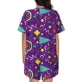 thumbnail image 3 of Bixox Women's Retro 80s Style Printed Pajama Set 2 Piece Lounge Set Top and Shorts Soft Pajamas, Shorts with Pockets, 3 of 7