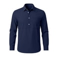 thumbnail image 4 of Stamzod Long Sleeve Collared Shirt Men Dressy Casual Button Up Shirts with Pocket Plus Size Fashion Office Work Tops Navy C M, 4 of 5