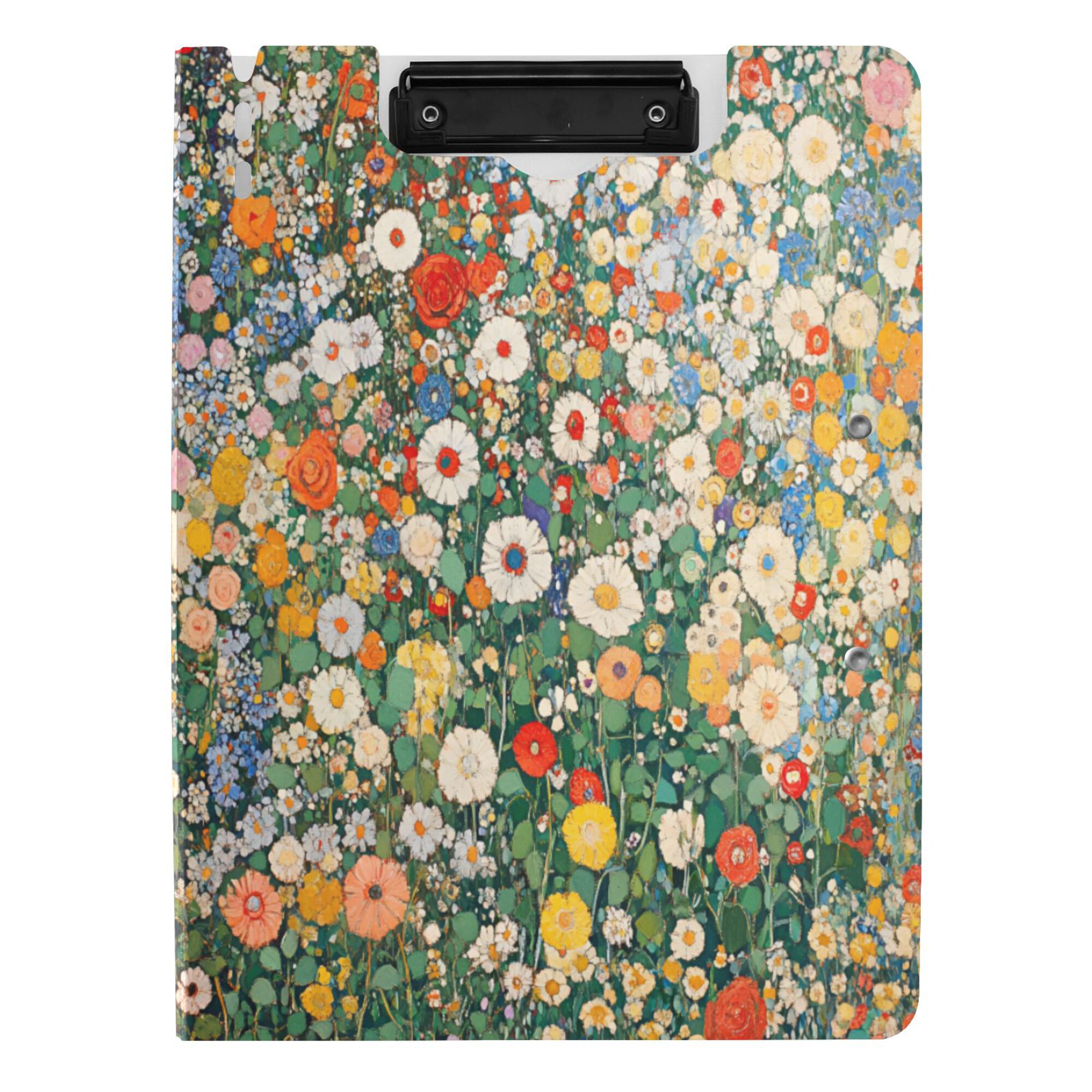 FORMRS A4 Clipboard Folder with Pen Holder Horizontal Foldable School Office Binder, Beige Floral Garden