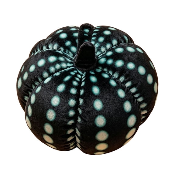 Polka Dot Pumpkin Ornament, Velvet Pumpkin Decor, Fall Artificial Pumpkins, Halloween Tabletop Accessory, Rustic Desk Display Prop, Autumn Thanksgiving Decor, Holiday Indoor Decoration, Dark Blue