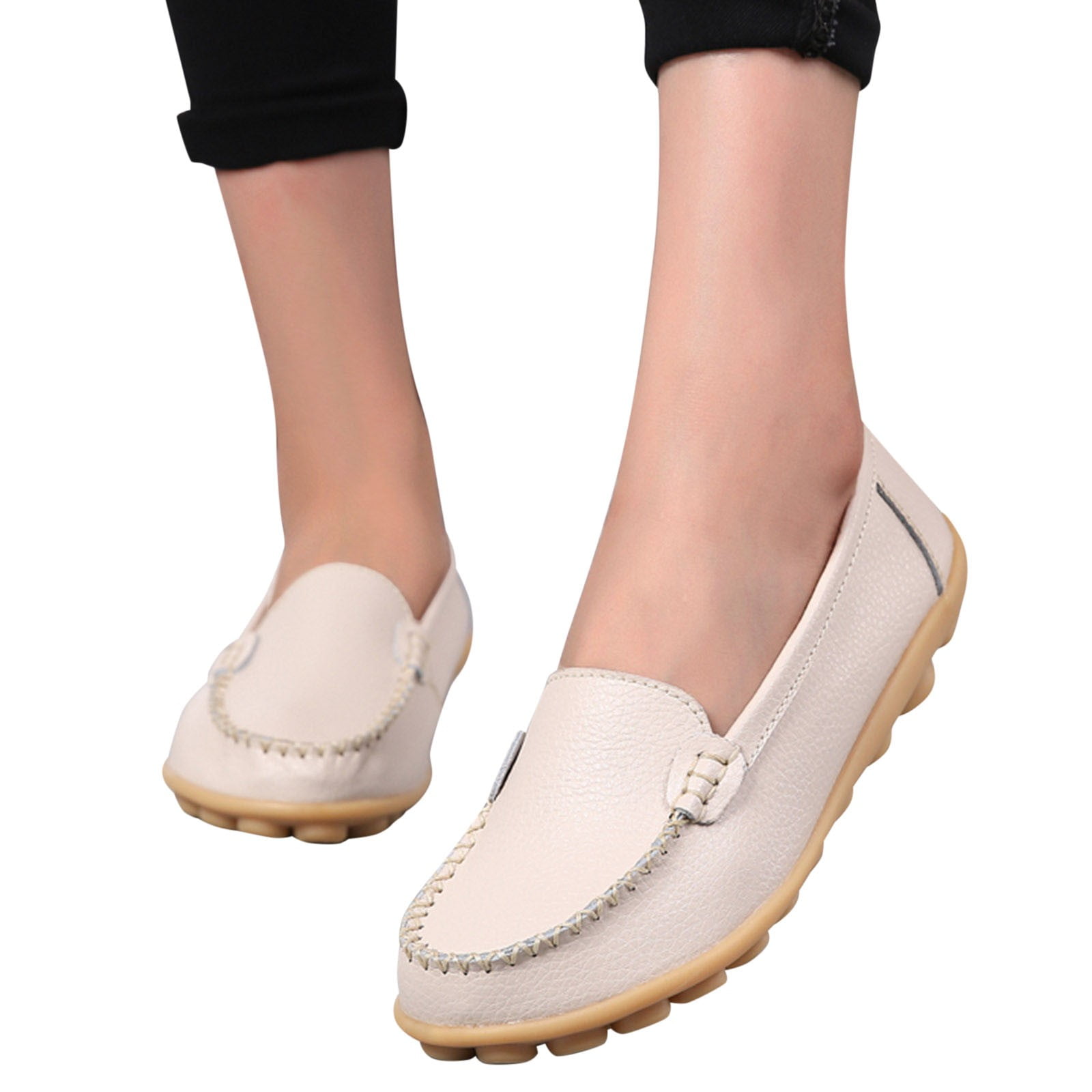 Vedolay Loafers For Women Women's Slip on Loafer Shoes Comfortable Knit  Walking Flats Casual Shoes,Beige 6.5 