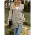 thumbnail image 4 of Diconna Women Fashion V-Neck Cardigan Solid Color Rib Long Sleeve Sweater Button-Down Fall Casual Soft Knit Coat, 4 of 7