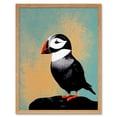 thumbnail image 1 of Cute Puffin Bird on Rock Modern Print Illustration Art Print Framed Poster Wall Decor 12x16 inch, 1 of 5