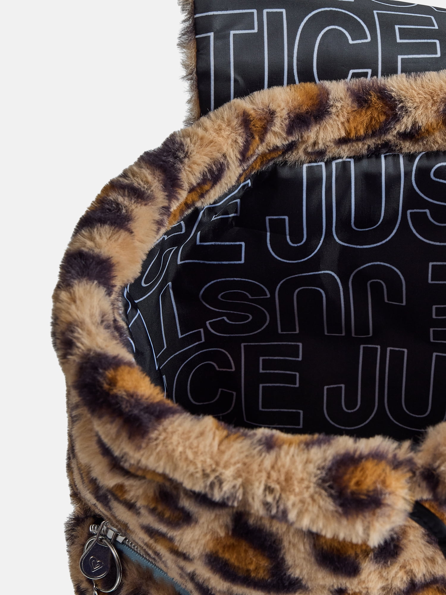 Justice Girls Faux Fur Rucksack Backpack, Leopard