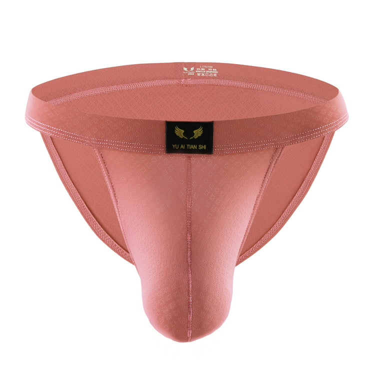 Gubotare Men'S Underwear Men's Enhancing Underwear Briefs Ice Silk Big  Ball Pouch Briefs for Male Pack,Pink XXL