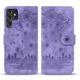 thumbnail image 6 of Allytech Wallet Case for Galaxy S22 Ultra, Synthetic Leather ID Cash Credit Card Slots Holder Embossed Clover Patterned PU Leather Kickstand For Samsung S22 Ultra 5G 6.8" 2022, Purple, 6 of 6