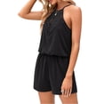 thumbnail image 4 of Summer Stylish Women Casual Summer Short Halter Jumpsuit with Pockets Solid Color Romper, 4 of 6