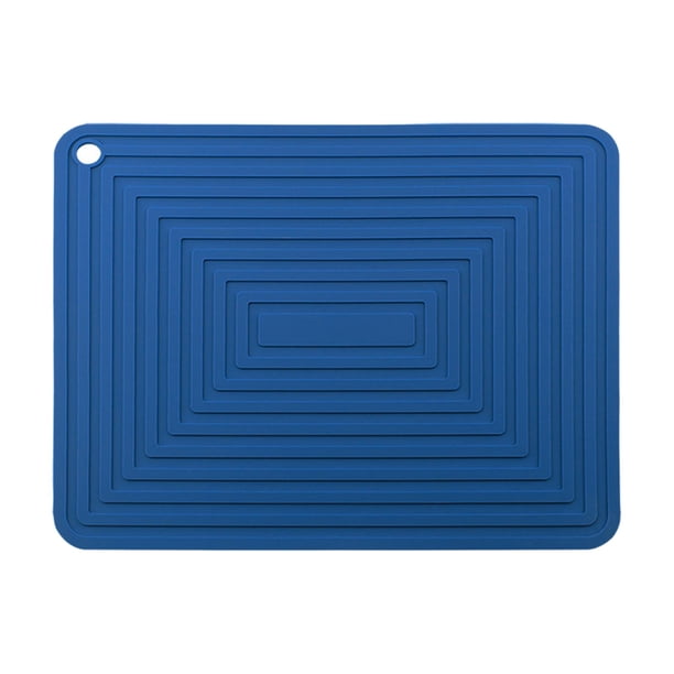 Almohadilla de secado antideslizante con aislamiento térmico, soporte para ollas calientes, almohadilla de drenaje de silicona impermeable azul marino