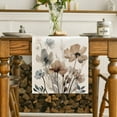 thumbnail image 2 of Brown Poppy Floral Leaves Spring Table Runner, Seasonal Summer Kitchen Dining Table Decoration for Home Party Decor 13x72 Inch, 2 of 6