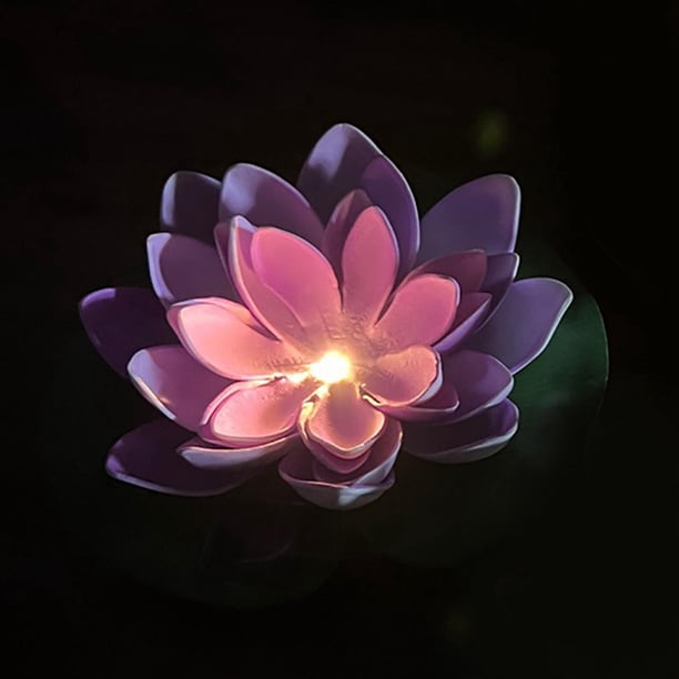 Lotus Flower Light Solar Powered Garden Pond Lámpara Flotante púrpura perfecl Lámpara Wish Lotus