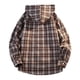 thumbnail image 4 of Blusa de manga larga con capucha para hombre, estilo informal, a cuadros, con botones y capucha, de poliéster, 4 of 4