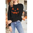 thumbnail image 2 of Chandails en Molleton Visage de Citrouille Halloween Femmes Mignon Pull Graphique Citrouille Décontracté Manches Longues Automne, 2 of 5