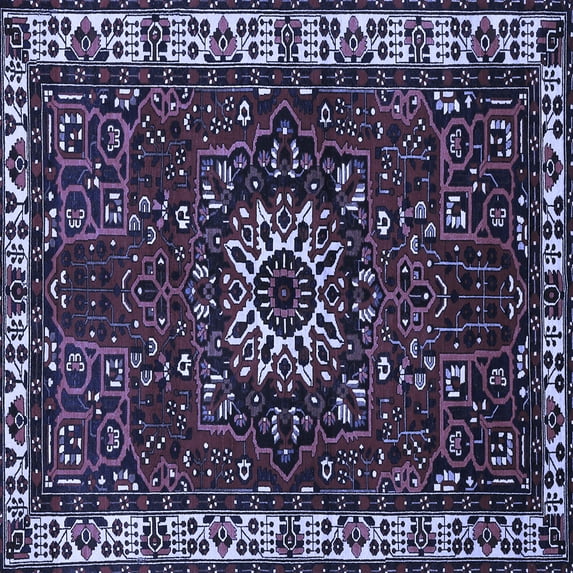 Ahgly Company Machine Washable Indoor Square Persian Blue Traditional Area Rugs, 7' Square