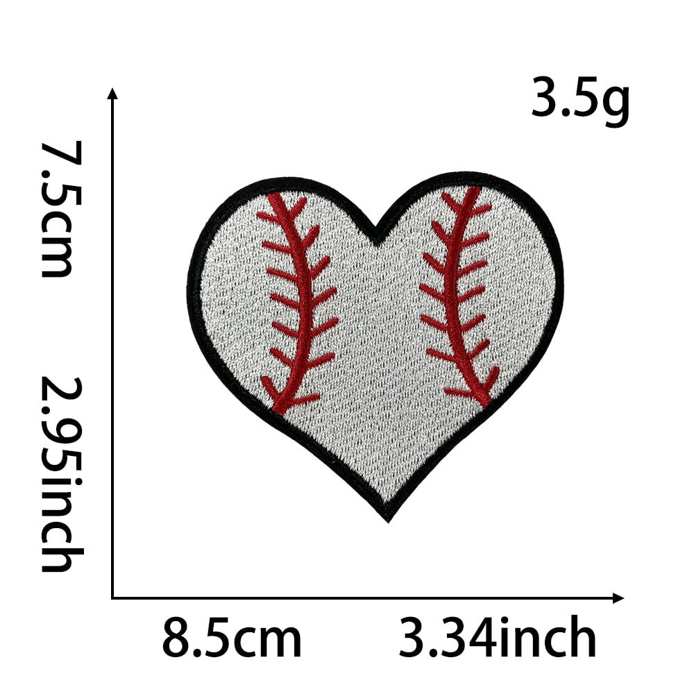 20 Pcs Heart Shaped Balls Iron on Patches, Sports Themed Patches Embroidered for Clothing Jeans Jackets Hats