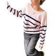 thumbnail image 2 of Suéter Corto de Cuello Redondo para Mujer, Larga, Tejido Grueso, Estilo Jersey, Ideal para Otoño Rosa Azul XL, 2 of 7