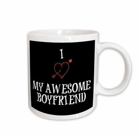 

3dRose I Love My Awesome Boyfriend red heart black background Ceramic Mug 11-ounce
