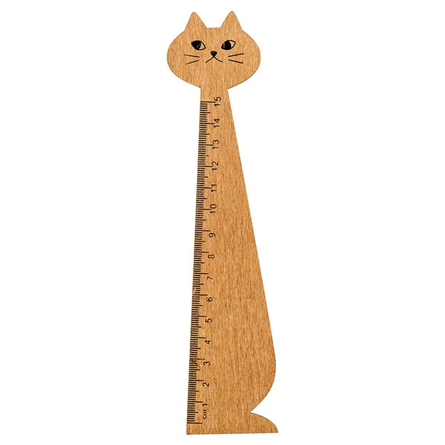 Règle de Dessin de Chat Règle en Bois Mignonne Rétro Papeterie Règle Droite Longue Utilisation Fournitures d'Apprentissage Ruban à Mesurer 16 Pieds