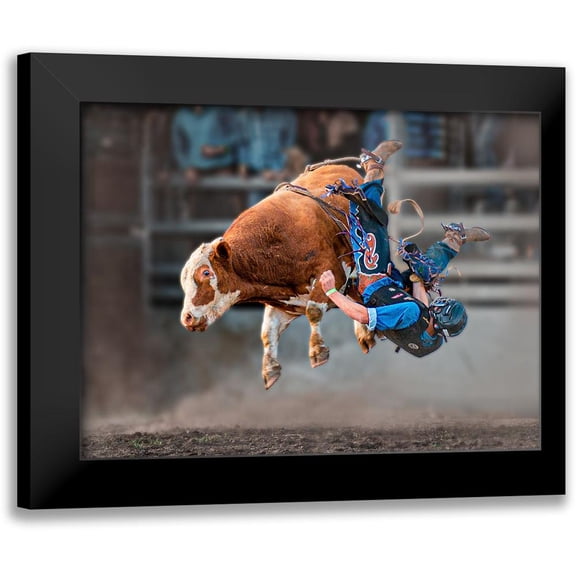 Ma, Frank 14x12 Black Modern Framed Museum Art Print Titled - Bull Riding