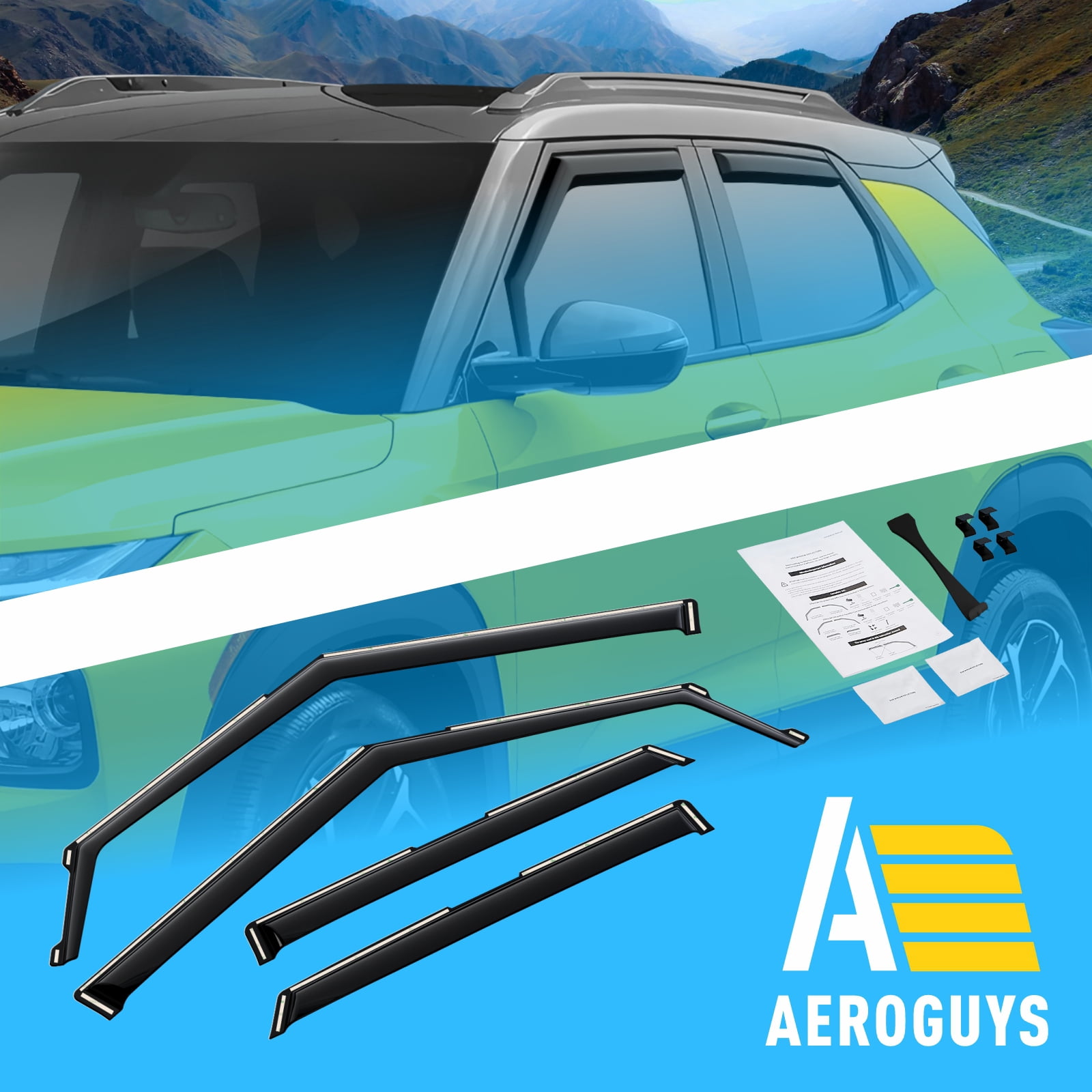 AEROGUYS In-Channel Window Deflectors Extra Durable Window Visors Rain Guards Fit for Chevrolet (Chevy) Trailblazer 2021-2026, Sun Visors, Wind Vent Visors, Car Accessories - 4 pcs. AG0644
