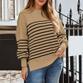 thumbnail image 5 of YDFCWXW Women's Oversized Sweaters 2025 Fall Outfits Trendy Crewneck Knit Side Slit Fashion Pullover Tops Khaki, S, 5 of 5