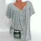 thumbnail image 1 of ICHUANYI ClearanceWomen Plus Size Short Sleeves V-Neck Print Blouse Pullover Tops Shirt ICHUANYI WER202308040238, 1 of 4