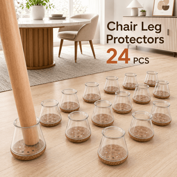 MORAVE 24-Piece Silicone Felt Chair Leg Floor Protectors, Anti-Scratch Noise Reduction, Fits 15/16 to 1-5/16 in Legs for Hardwood Floors