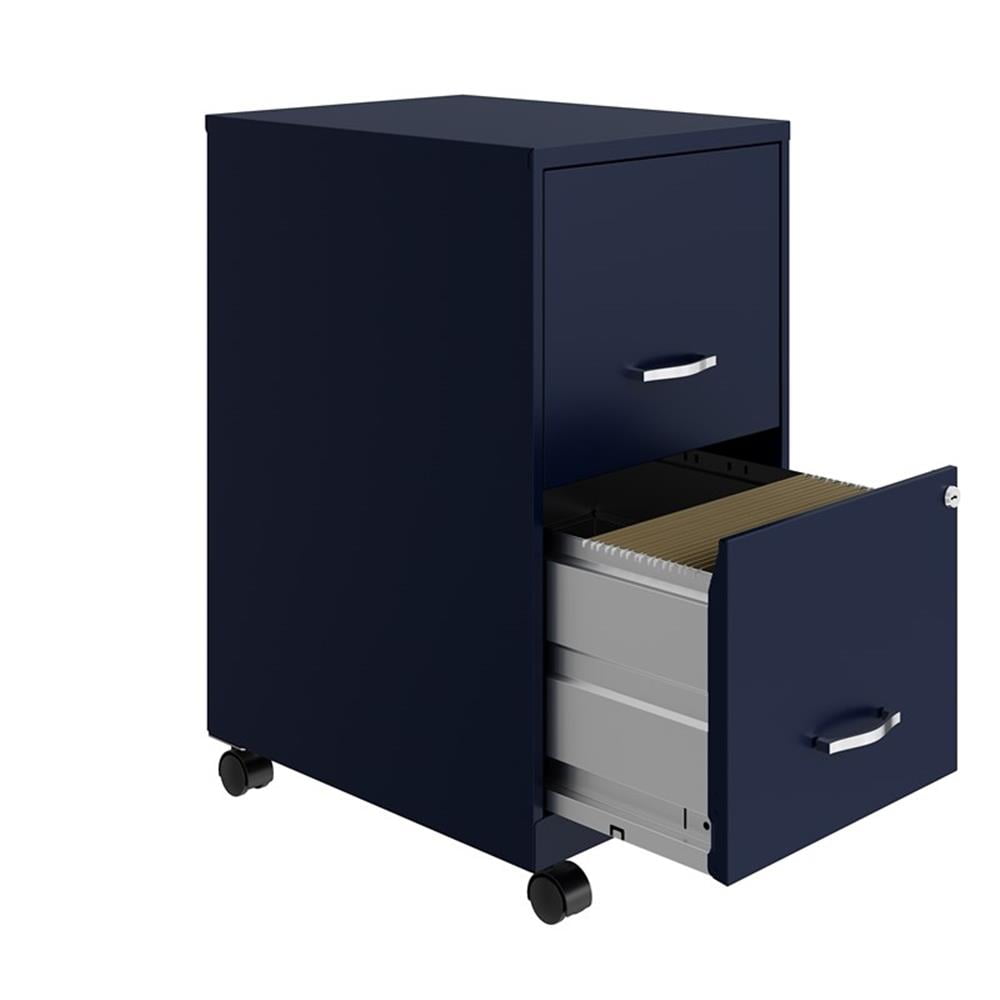 UrbanPro 18" 2-Drawer Metal Mobile Smart Vertical Filing Cabinet in Navy