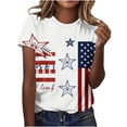 thumbnail image 2 of Vetsdori Womens American Flag T Shirts Short Sleeve Plus Size 4th of July Pullover Red White and Blue Summer Casual Independence Day , Crew Neck Red White and Blue Tops for Junior Fashion, 2 of 7