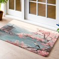thumbnail image 6 of Japanese Style Cherry Blossom Mt. Fuji Crane Doormat, Non-Slip Rubber Back, Washable Flannel Rug for Indoor Outdoor, Living Room, Bedroom, Porch, Entryway, Kitchen, Bathroom, Office, Pet Mat, 6 of 10