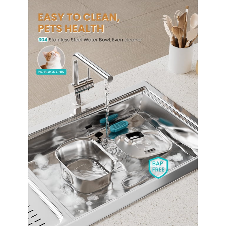 FURCLAN Wireless Stainless Steel Pet Water Fountain, Battery Operated photo 2