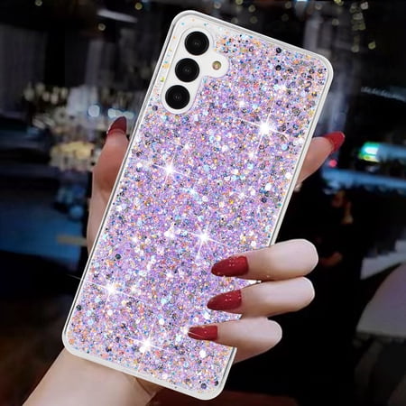 Allytechgroup Glitter Bling Phone Case for Samsung Galaxy S25, Slim Fit Shockproof Anti-Scratch Perfect Phone Case for Girls and Women, Purple