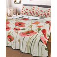 thumbnail image 3 of Quilts Full Size Bedding Set, Red Poppy Lightweight Quilted Comforter, Spring Summer Flowers Botanical Rustic Soft Reversible Bedspread Coverlet with Pillow Covers for All Season, 78" x 90", 3 of 7