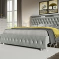 thumbnail image 3 of Merluxy Full Size Bed Frame with Led Lights Headboard,Acrylic Mirror Accents,No Box Spring Needed,VelvetLight Grey, 3 of 9