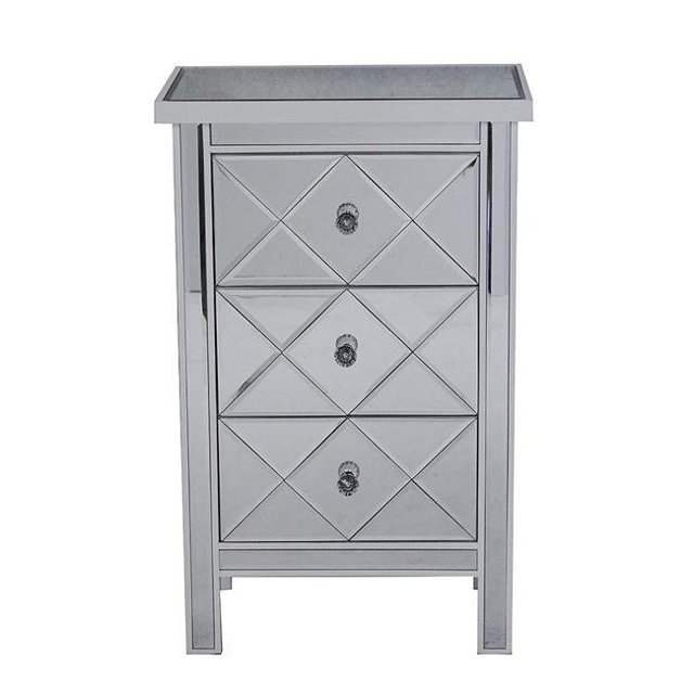Emmy Armoire d'Accent Miroir 3 Tiroirs - Blanc Antique