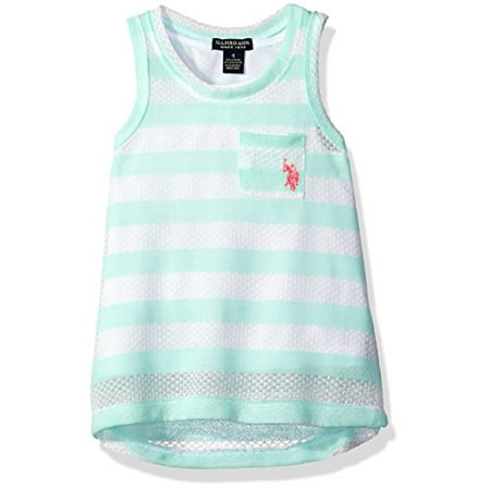 - U.S. Polo Assn.. Little Girls' Hi Lo Hem Texture Knit Sleeveless Pocket T-Shirt, Mint, 5/6