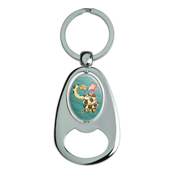 Wild Thornberrys Nigel Snake Charmer Keychain Chrome Metal Spinning Oval Bottle Opener