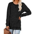 thumbnail image 3 of SWQZVT Long Sleeve Tops For Women Fall Shirts Round Neck T Shirts Fashion Color Block Split Tunics Tops Casual Lightweight Sweatshirts Loose Fit Pullover Tops Blouses Black Plus Size XXL, 3 of 5