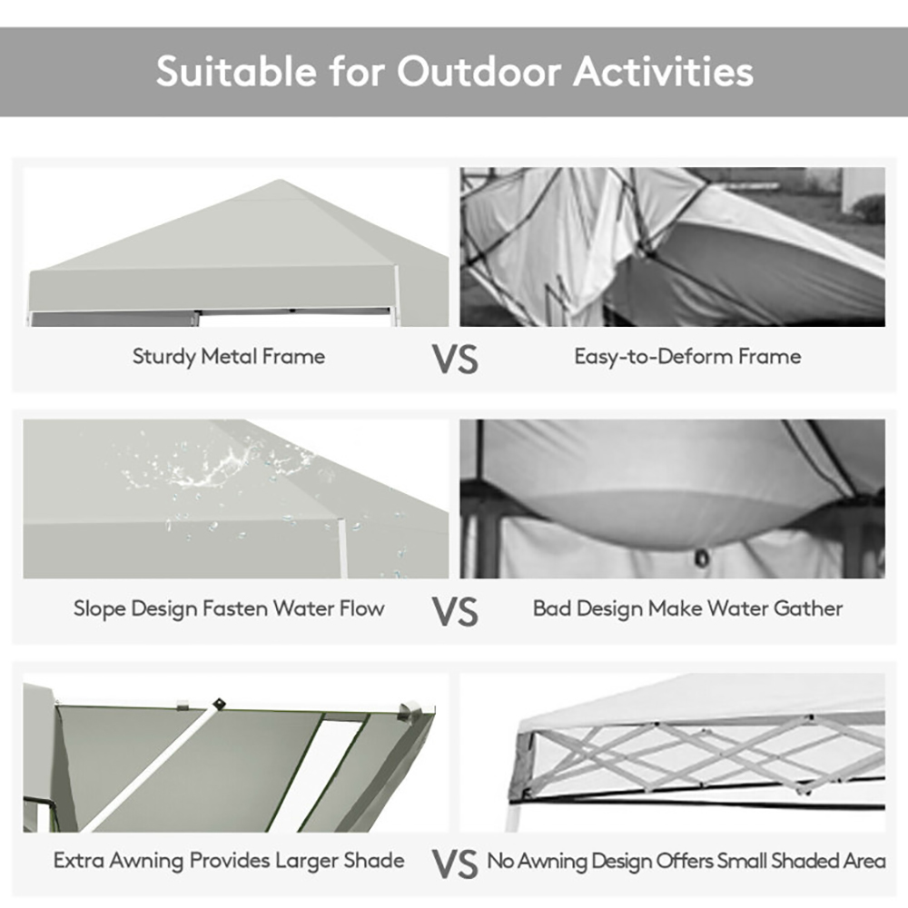 Aimee Lii 17 Feet x 10 Feet Foldable Pop Up Canopy with Adjustable Instant Sun Shelter, Backyard Canopy Gazebo, Gray