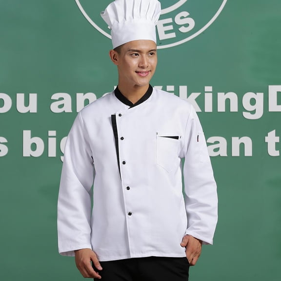 s Chef Jacket Coat Hotel Waiters Kitchen Uniform Tops White M