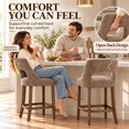 thumbnail image 5 of SESSLIFE Bar Stools Set of 2, 26" Counter Height Bar Stools with Open Back, Modern Upholstered Kitchen Island Stools with Solid Wood Legs, Bar Chairs for Dining Room, Khaki, 5 of 9