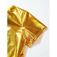 thumbnail image 6 of YUUMIN Kids Girls One Shoulder Crop Tank Hip Hop Dance Shirts Girls Shiny Metallic Top Rave Festival Gold 170, 6 of 7