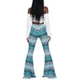 thumbnail image 3 of Women Juniors Boho Vintage Stretchy Bell Bottom High Waist Flare Pants Hippie Baggy Wide Leg Palazzo Trousers, 3 of 9