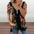 thumbnail image 2 of Chinese Traditional Dragons Womens Summer V Neck Zipper Top Short Sleeve T Shirt Off Shoulder Top Casual Classy Loose Shirts, 2 of 7