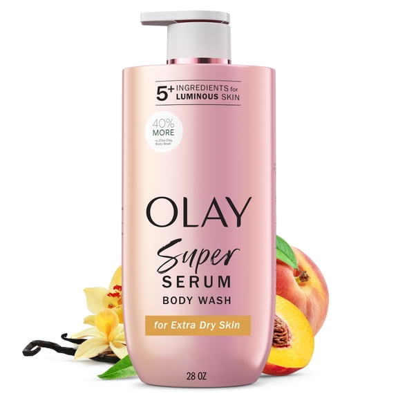 Olay Super Serum Body Wash for Extra Dry Skin, Serum Complex for Luminous Skin, 28 fl oz