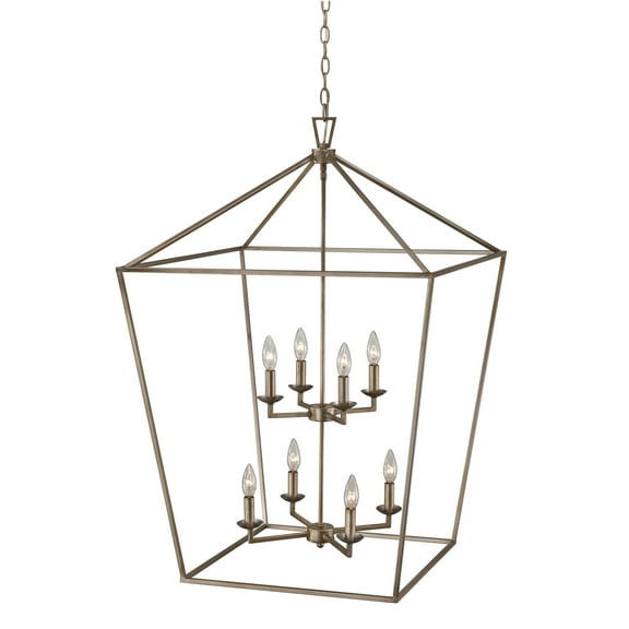 Trans Globe Lighting 10265 Lacey 8 Light 26" Wide Taper Candle Lantern Chandelier - Silver