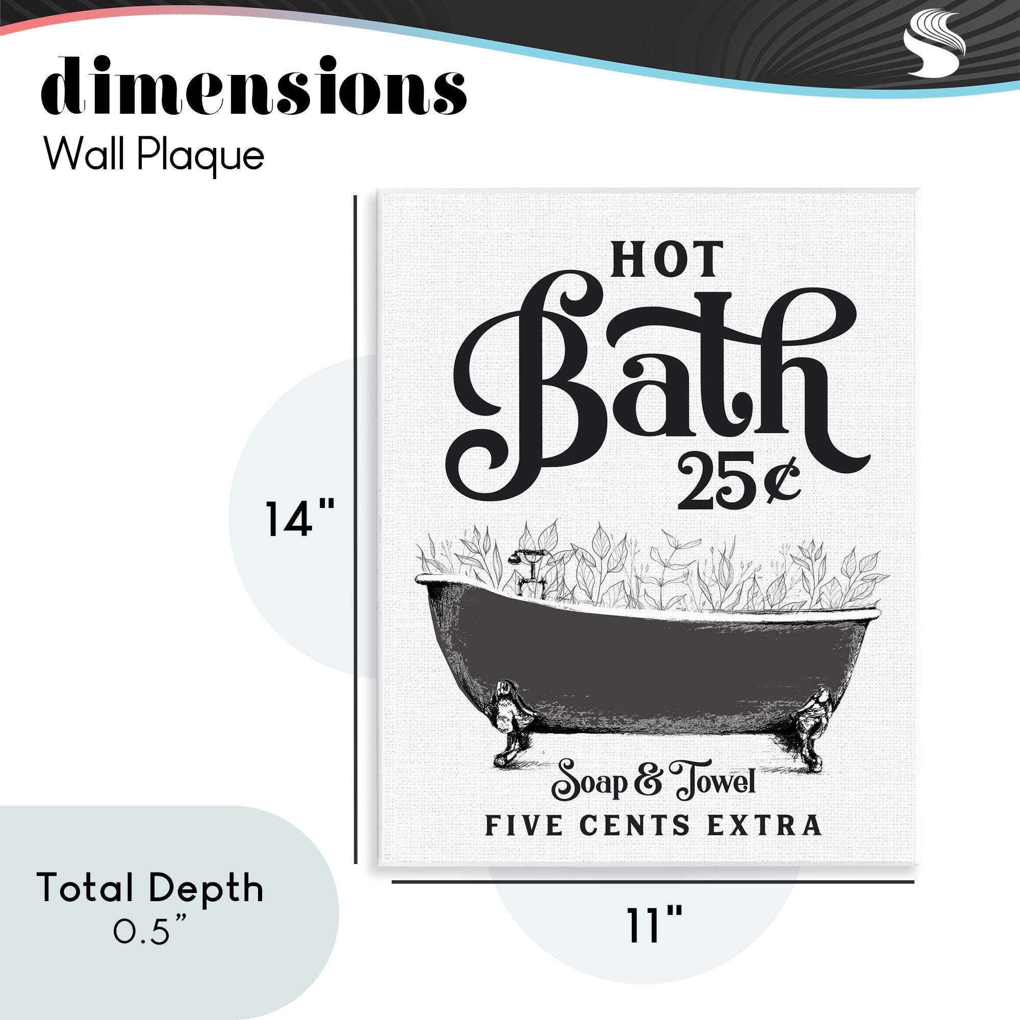 Hot Bath with Bubbles Wall Plaque Art, design by Lettered and Lined