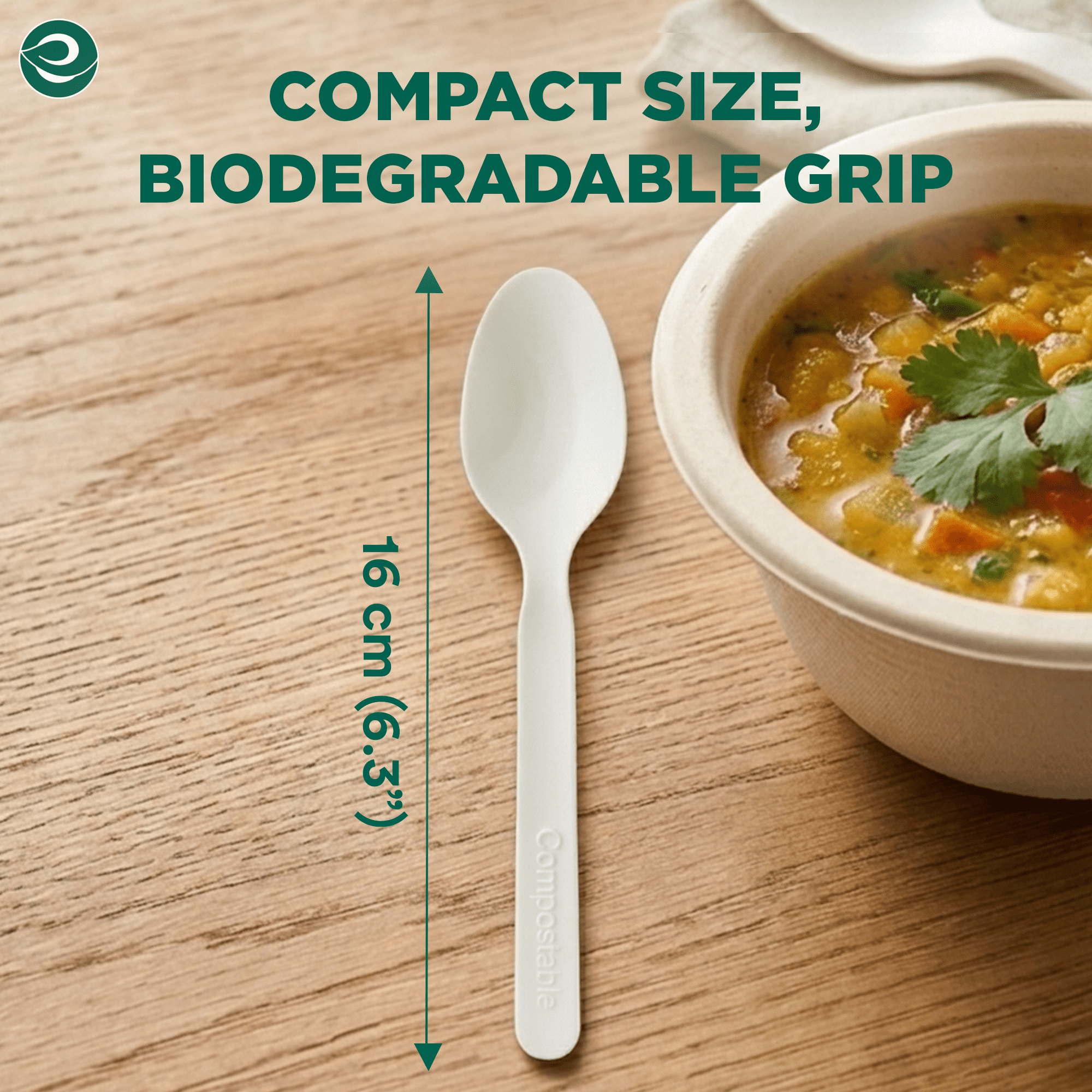 EcoSoul Compostable Spoons, 24 Count, Plant-Based Disposable Spoons for Parties, Picnics, Catering and Everyday Use