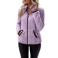 thumbnail image 3 of GigrtiJin Long Sleeve Coats for Women Winter Fuzzy Collared Coats Zip up Casual Warm Soft Outdoor Coats with Pockets, 3 of 6