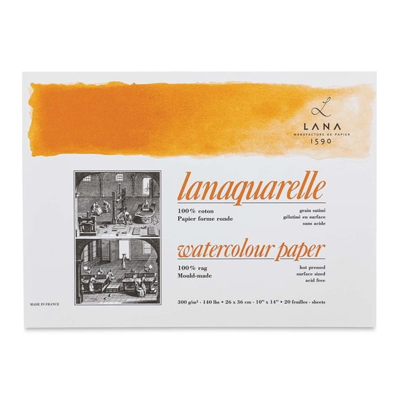 Lanaquarelle Watercolor Block - 10" x 14", Hot Press, 20 Sheets