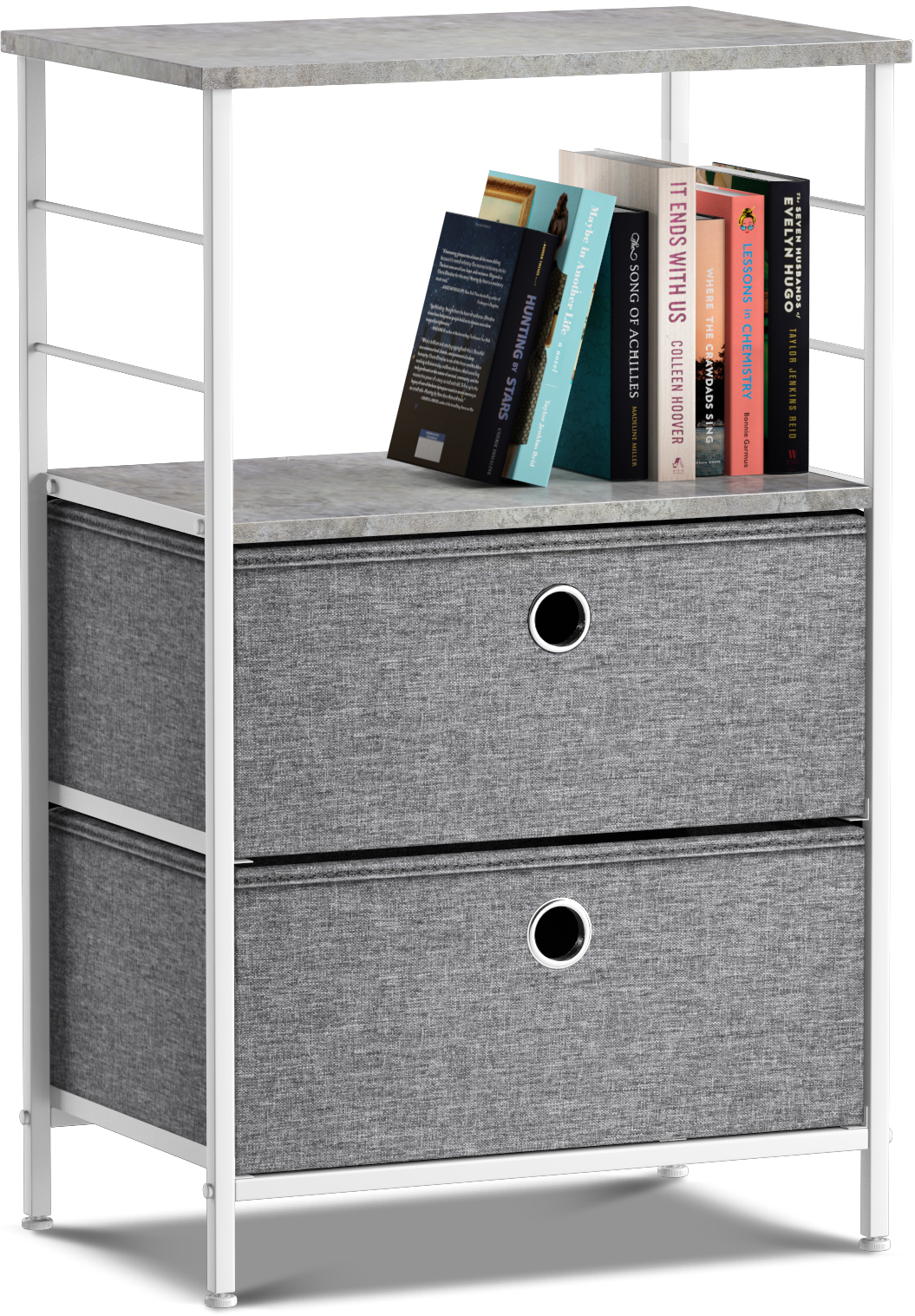 Sorbus Nightstand 2-Drawer Shelf Storage Bedside Furniture  Accent End  Table Chest w/ Easy Pull Fabric Bins (Gray)